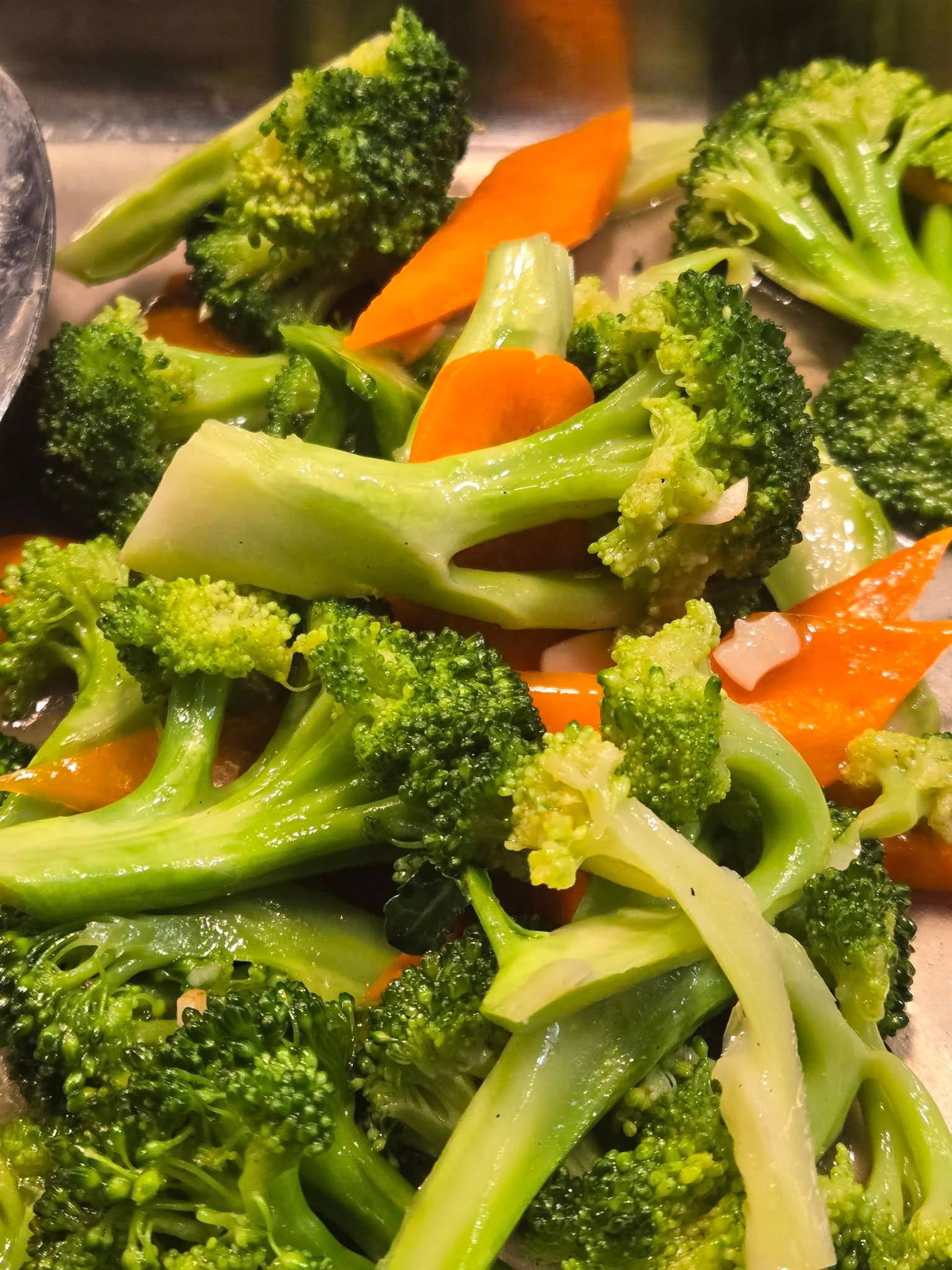Stir-fried broccoli and carrots from the Rose Garden Regina buffet